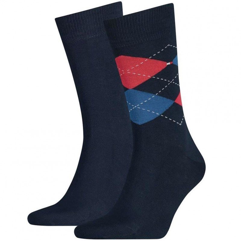 TOMMY HILFIGER Lot de 2 paires de Chaussettes Homme Coton CHECK Original