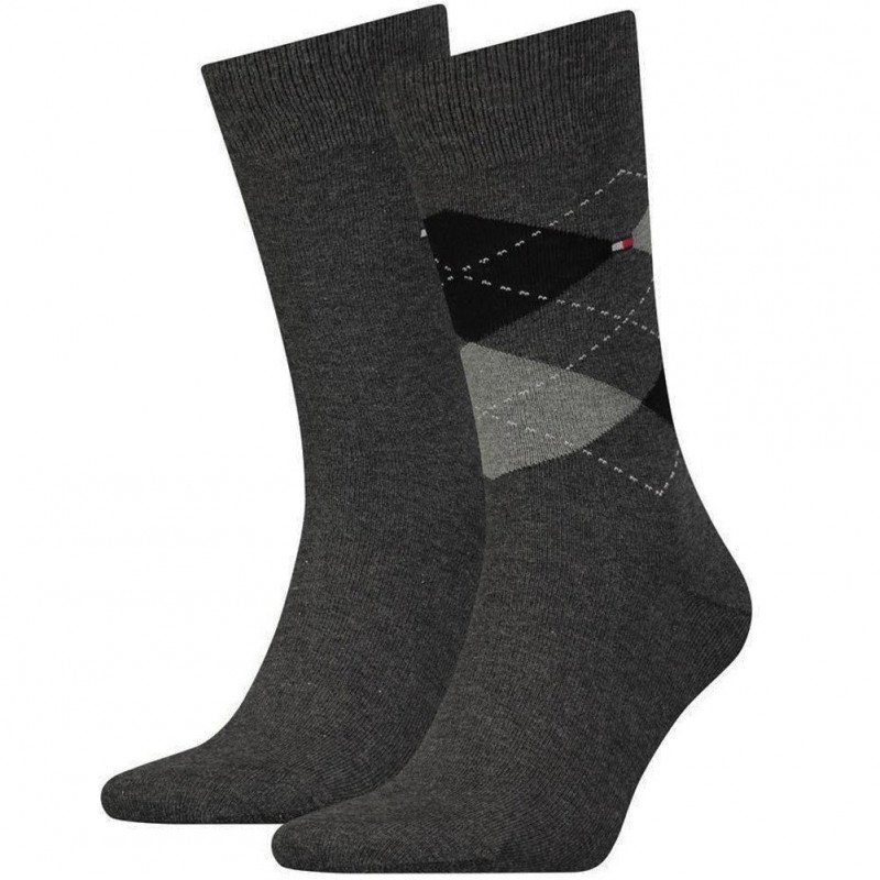LOT DE 2 Chaussettes Chaussettes Homme CHECK Gris et Anthracite