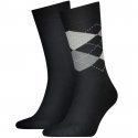 TOMMY HILFIGER Lot de 2 paires de Chaussettes Homme Coton CHECK Noir