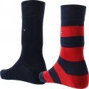 LOT DE 2 Chaussettes Chaussettes Homme RUGBY Bleu et Rouge