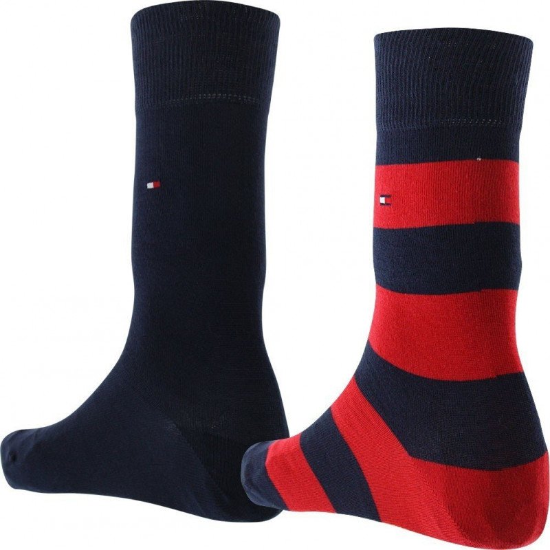 LOT DE 2 Chaussettes Chaussettes Homme RUGBY Bleu et Rouge