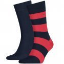 LOT DE 2 Chaussettes Chaussettes Homme RUGBY Bleu et Rouge