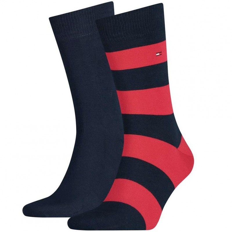 LOT DE 2 Chaussettes Chaussettes Homme RUGBY Bleu et Rouge