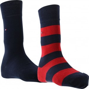 TOMMY HILFIGER Lot de 2 paires de Chaussettes Homme Coton RUGBY Original