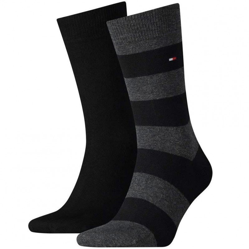 LOT DE 2 Chaussettes Chaussettes Homme RUGBY Noir et Gris
