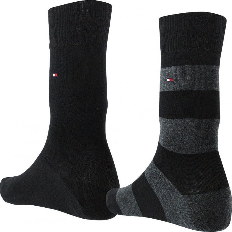 LOT DE 2 Chaussettes Chaussettes Homme RUGBY Noir et Gris