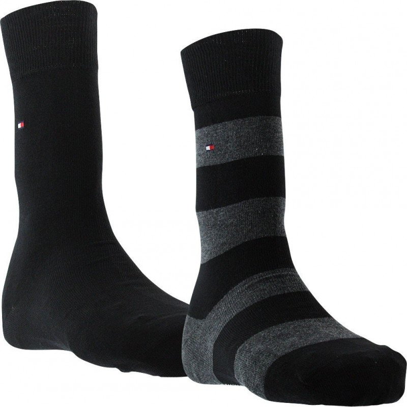 LOT DE 2 Chaussettes Chaussettes Homme RUGBY Noir et Gris