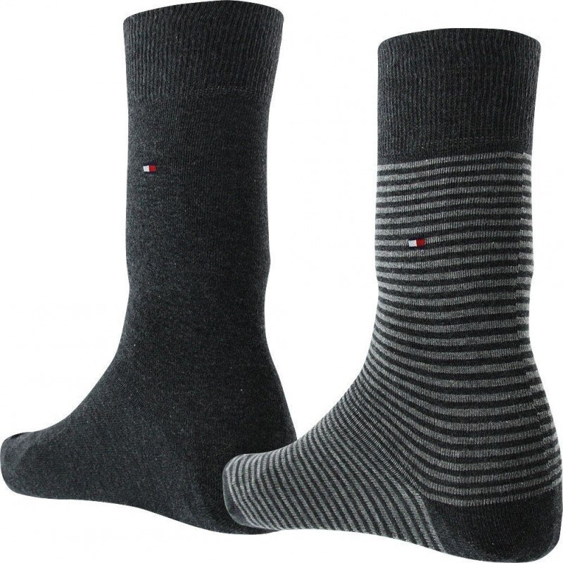 LOT DE 2 Chaussettes Chaussettes Homme SMALLSTRIPE Gris et Anthracite
