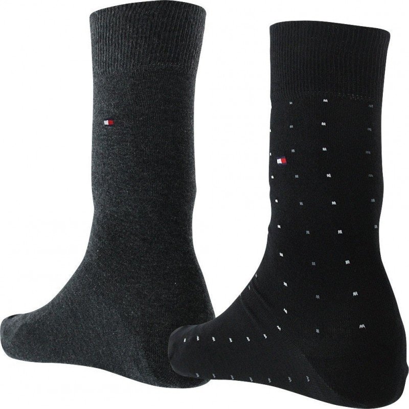 LOT DE 2 Chaussettes Chaussettes Homme DOT Noir et Gris