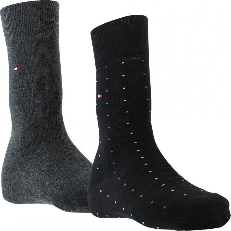 LOT DE 2 Chaussettes Chaussettes Homme DOT Noir et Gris