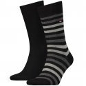 TOMMY HILFIGER Lot de 2 paires de Chaussettes Homme Coton STRIPE Noir