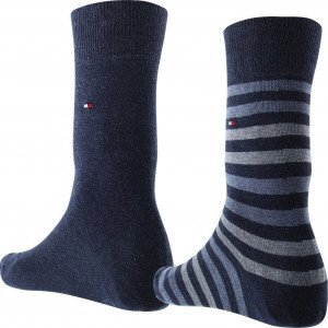 TOMMY HILFIGER 2 paires de Chaussettes Homme Coton STRIPE Jeans