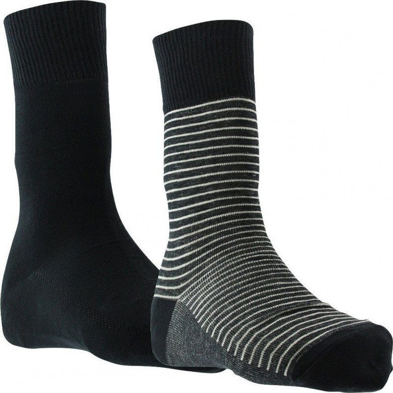 LOT DE 2 Chaussettes Chaussettes Homme STRIPE Noir et Gris
