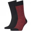 LEVI'S Lot de 2 paires de Chaussettes Homme Coton STRIPE Rouge Noir