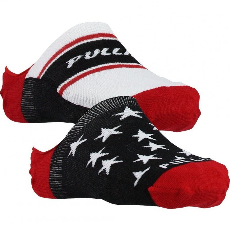 PULL IN Lot de 2 paires de Socquettes Mixte Coton FLAGBLACK Noir Rouge Blanc
