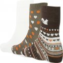 TWINDAY 3 paires Chaussettes Fille Coton ECUREUIL Marron Orange