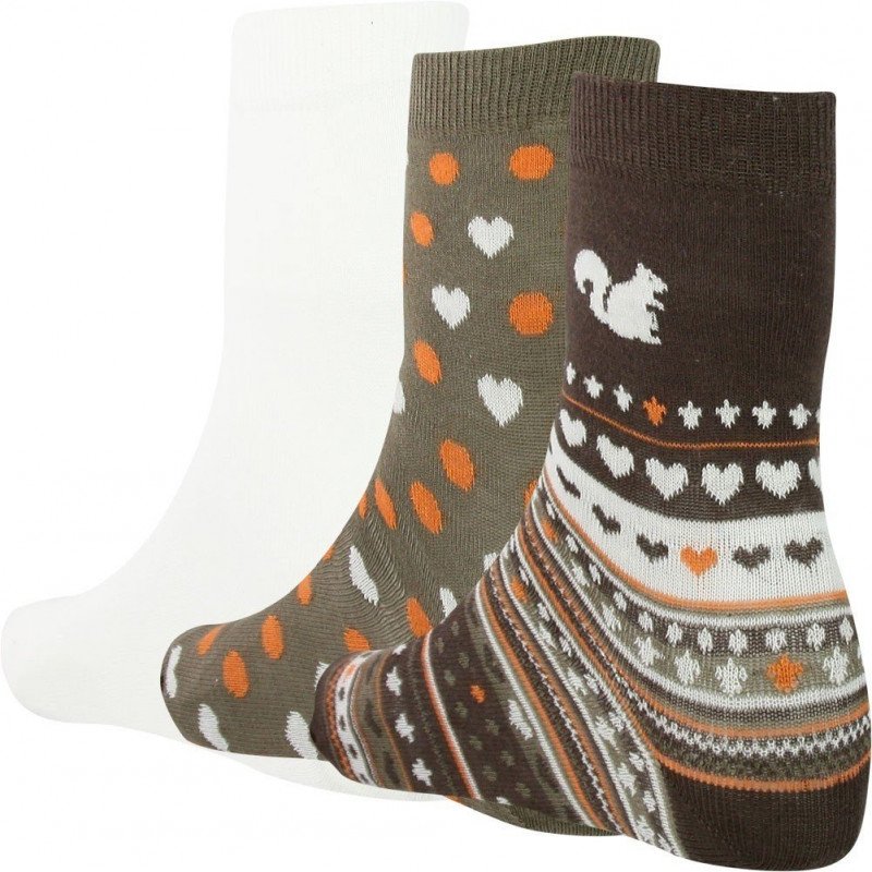 TWINDAY Lot de 3 paires de Chaussettes Fille Coton ECUREUIL Marron Orange