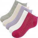 TWINDAY Lot de 5 paires de Socquettes Bébé Fille Coton LESUNIES Rose Violet Gris