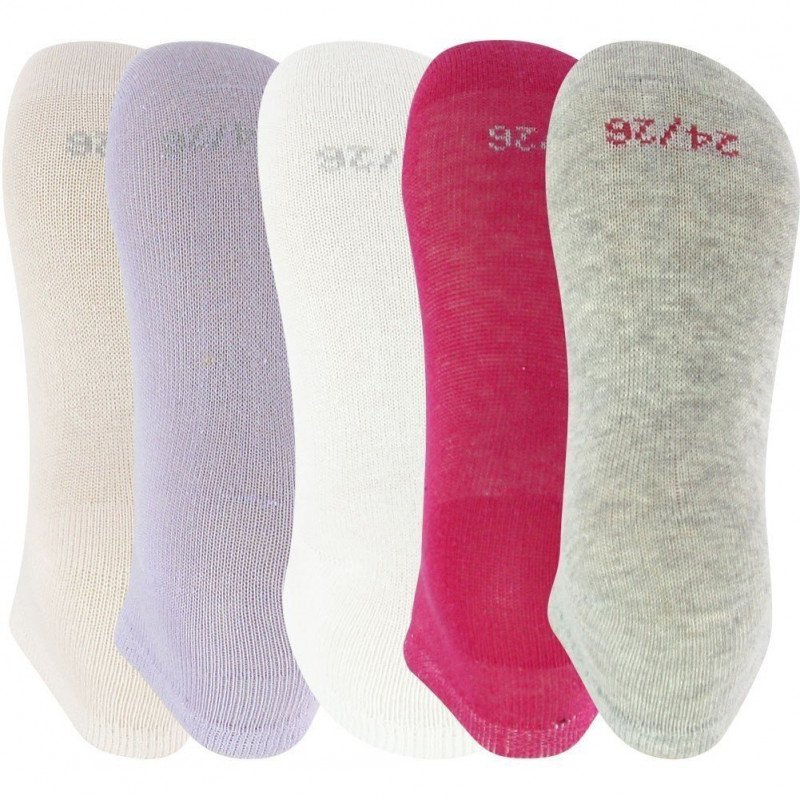 TWINDAY Lot de 5 paires de Socquettes Bébé Fille Coton LESUNIES Rose Violet Gris