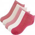 TWINDAY Lot de 5 paires de Socquettes Bébé Fille Coton LESUNIES Rose Blanc