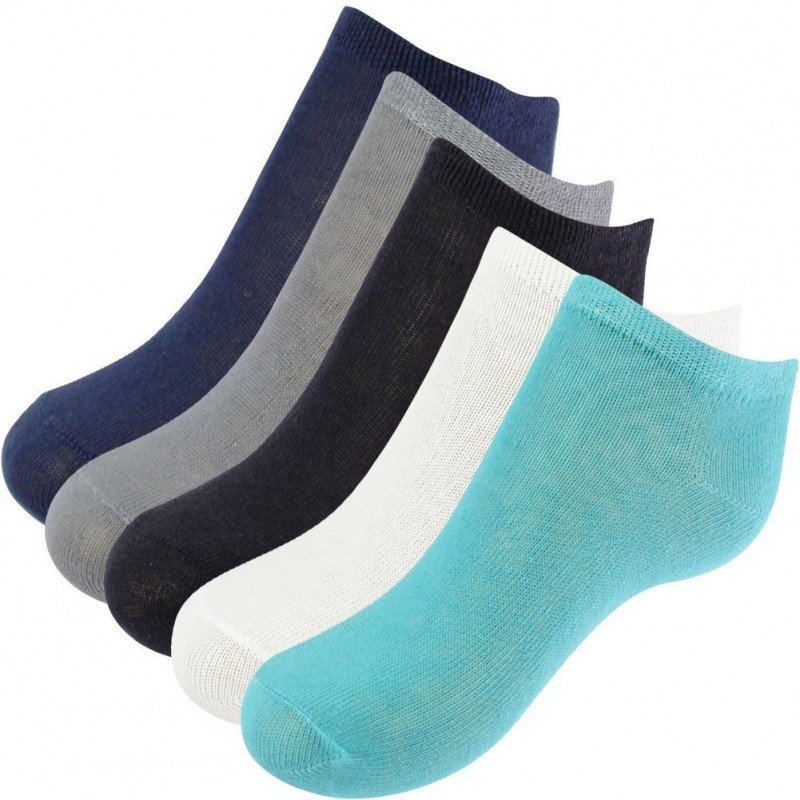 TWINDAY Lot de 5 paires de Socquettes Bébé Garçon Coton LESUNIES Bleu Gris