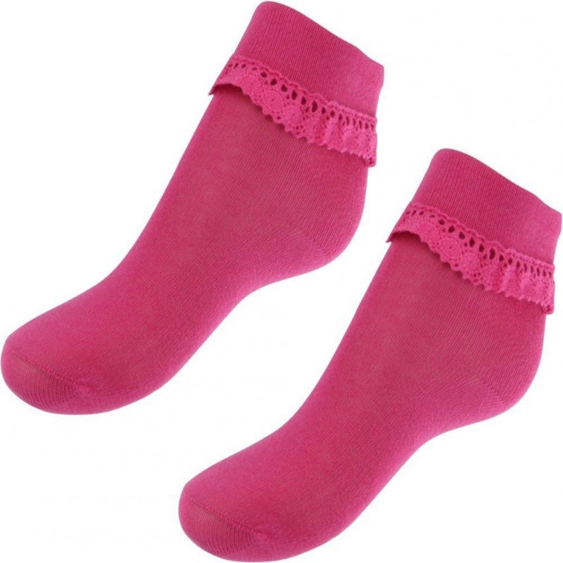 TWINDAY Lot de 2 paires de Socquettes Bébé Fille Coton REVERSDENTELLE Fuchsia