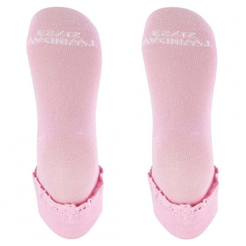 TWINDAY Lot de 2 paires de Socquettes Bébé Fille Coton REVERSDENTELLE Rose moyen