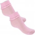 TWINDAY Lot de 2 paires de Socquettes Bébé Fille Coton REVERSDENTELLE Rose moyen