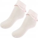 TWINDAY Lot de 2 paires de Socquettes Bébé Fille Coton REVERSDENTELLE Rose pâle