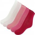 TWINDAY Lot de 5 paires de Chaussettes Bébé Fille Coton LESUNIS Rose Blanc