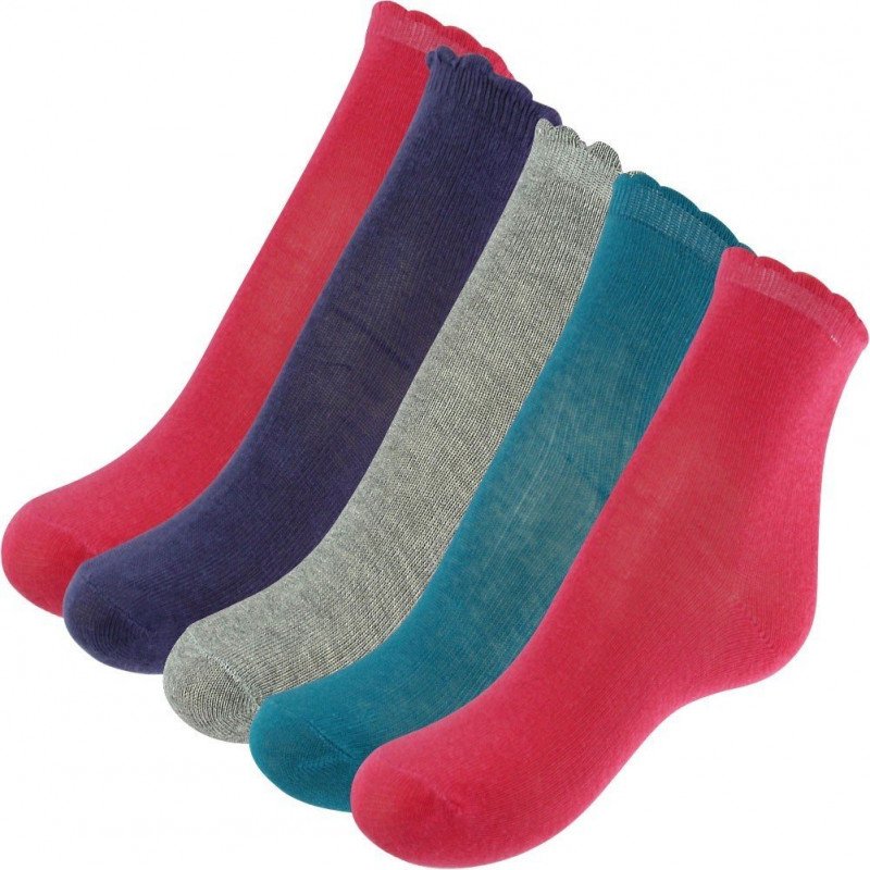 TWINDAY Lot de 5 paires de Chaussettes Bébé Fille Coton LESUNIS Violet Canard