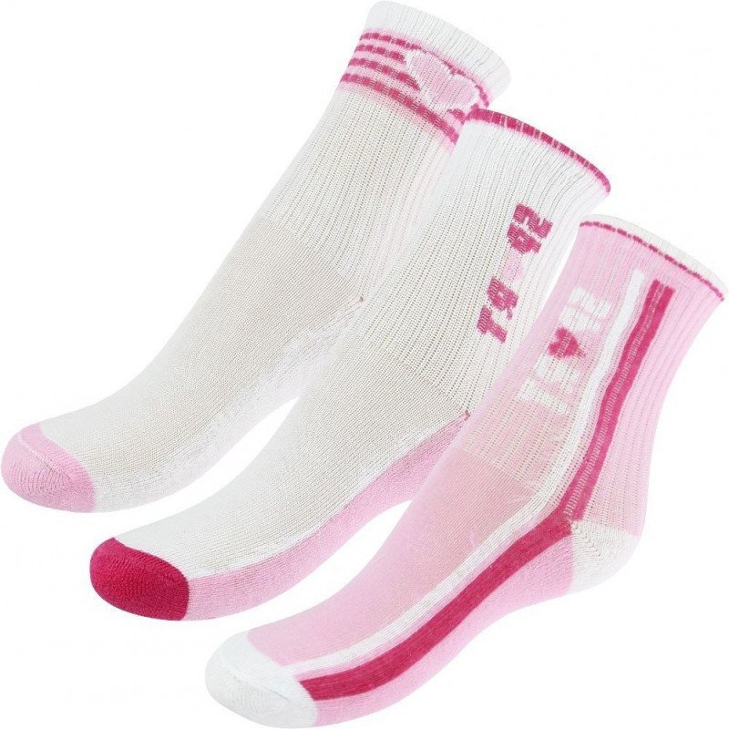 TWINDAY Lot de 3 paires de Chaussettes Bébé Fille Coton SPORTY Rose Blanc