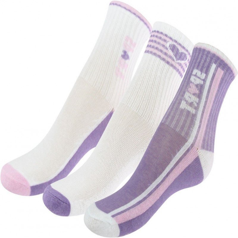 TWINDAY Lot de 3 paires de Chaussettes Bébé Fille Coton SPORTY Violet Blanc