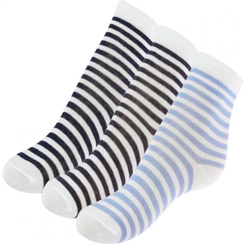 LOT DE 3 Chaussettes Chaussettes Garçon Blanc et Bleu