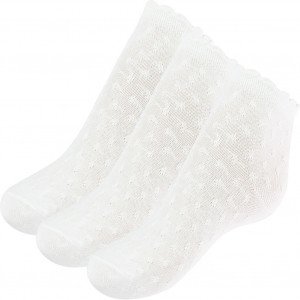TWINDAY 3 paires de Chaussettes Bébé Fille Coton UNIEPOIS Blanc