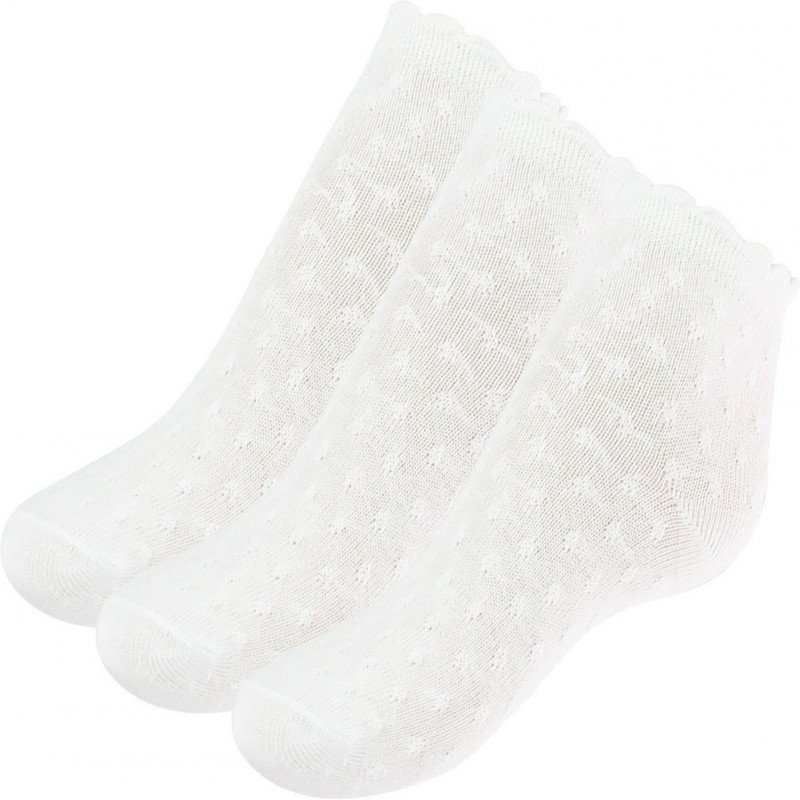 TWINDAY Lot de 3 paires de Chaussettes Bébé Fille Coton UNIEPOIS Blanc