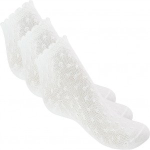 TWINDAY Lot de 3 paires de Chaussettes Bébé Fille Coton UNIEPOIS Blanc