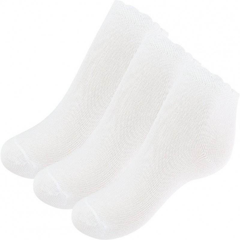 TWINDAY Lot de 3 paires de Socquettes Bébé Fille Coton BORDCAPETINE Blanc