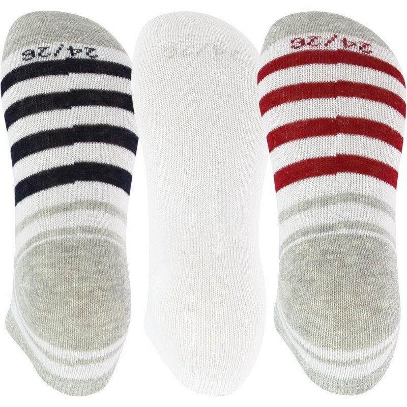 TWINDAY Lot de 3 paires de Socquettes Bébé Garçon Coton RIENQUEDESRAYURES Blanc Gris Rouge