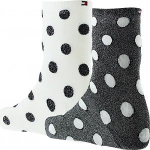 TOMMY HILFIGER 2 paires de Chaussettes Femme Coton LUREXDOT Noir