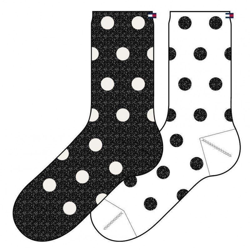 TOMMY HILFIGER Lot de 2 paires de Chaussettes Femme Coton LUREXDOT Noir