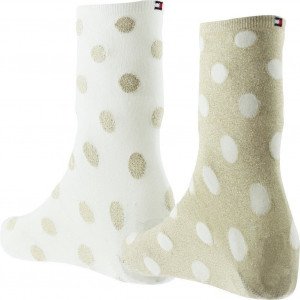 TOMMY HILFIGER 2 paires de Chaussettes Femme Coton LUREXDOT Or