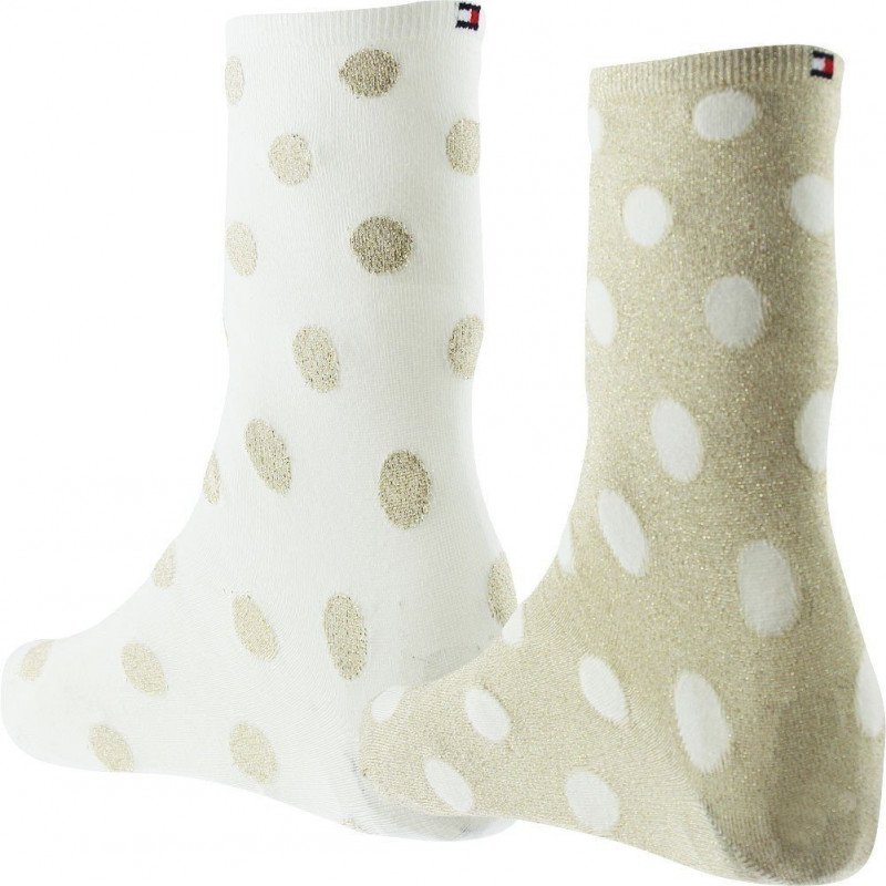 LOT DE 2 Chaussettes Chaussettes Femme LUREXDOT Blanc et Or