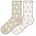 LOT DE 2 Chaussettes Chaussettes Femme LUREXDOT Blanc et Or