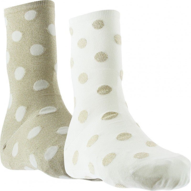 LOT DE 2 Chaussettes Chaussettes Femme LUREXDOT Blanc et Or