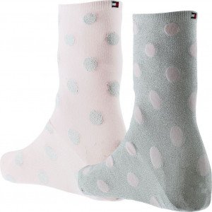 TOMMY HILFIGER 2 paires Chaussettes Femme Coton LUREXDOT Argent