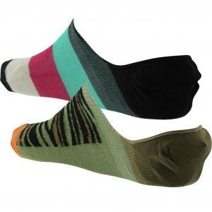 PULL IN Lot de 2 paires de Socquettes Mixte Coton ZEBRA Vert Noir