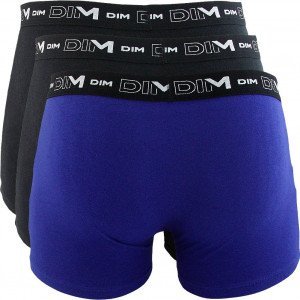 DIM Lot de 3 Boxers Homme Coton STRETCH Noir Bleu indigo Noir
