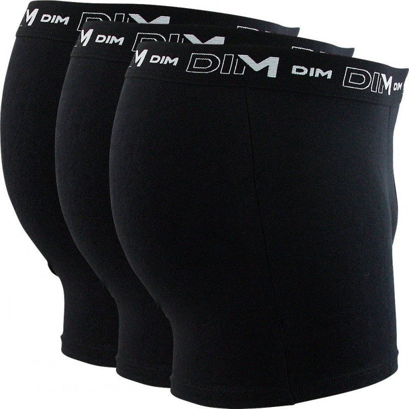 DIM Lot de 3 Boxers Homme Coton STRETCH Noir