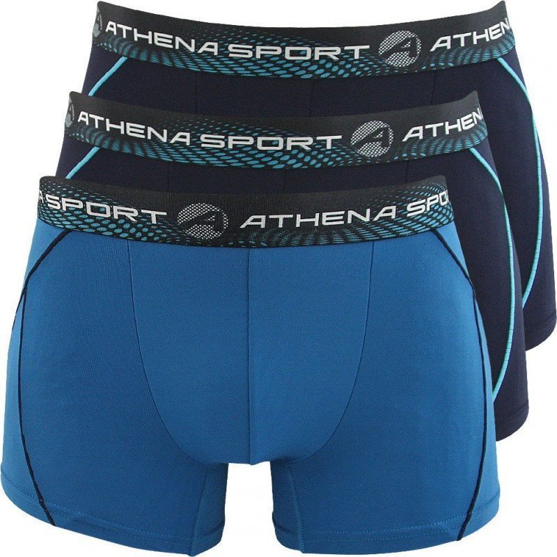 ATHENA Lot de 3 Boxers Homme Microfibre TRAINING Marine bleu